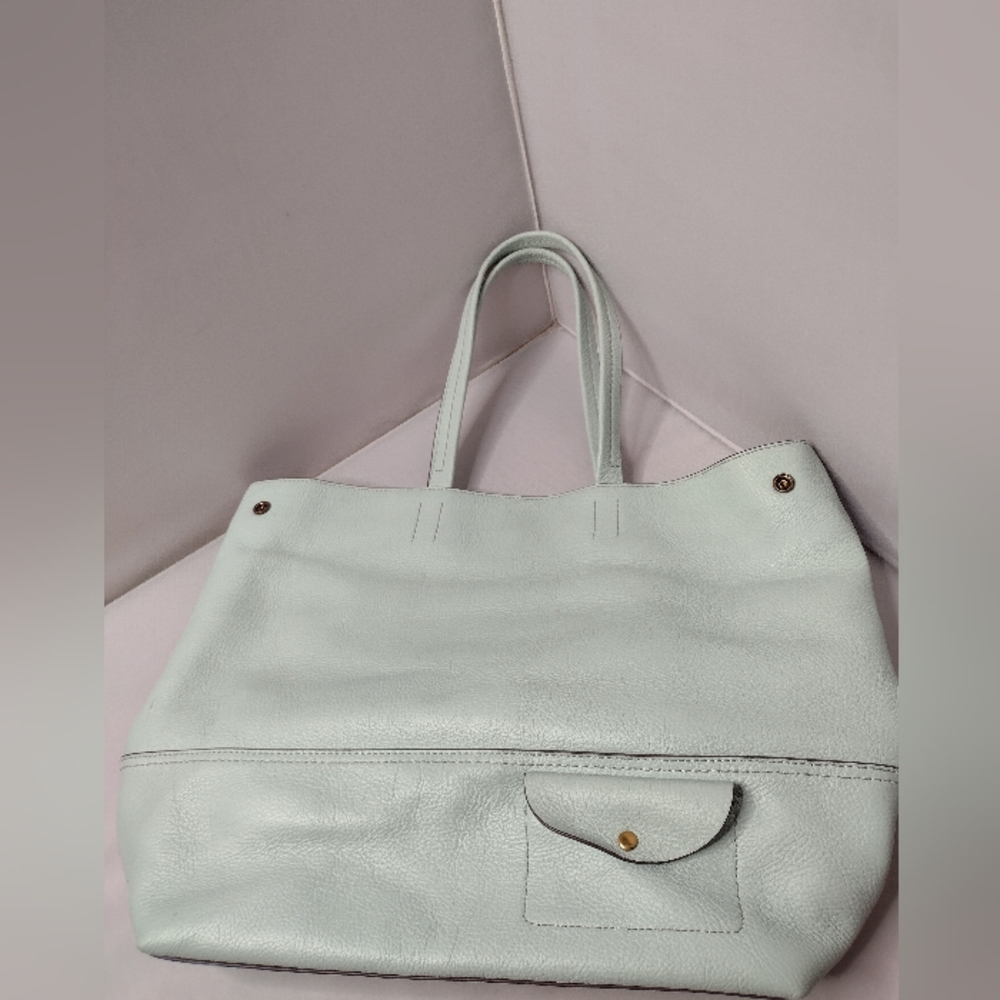 J. Crew All Day  Pebble Leather Shoulder Tote Bag Pockets Travel Overnight